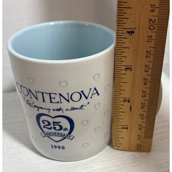 Contenova 25th Anniversary 1990 Blue & White Heart Pattern Ceramic Mug 12 Oz - Picture 6 of 7